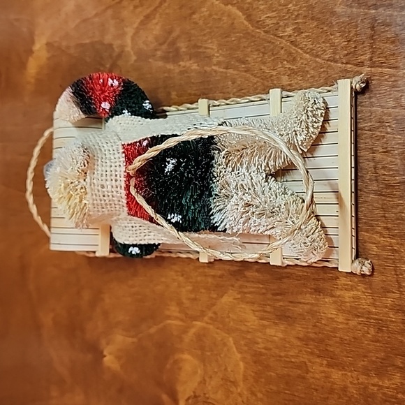 Pottery Barn polar bear toboggan sled ornament Christmas holiday tree large - Picture 3 of 8